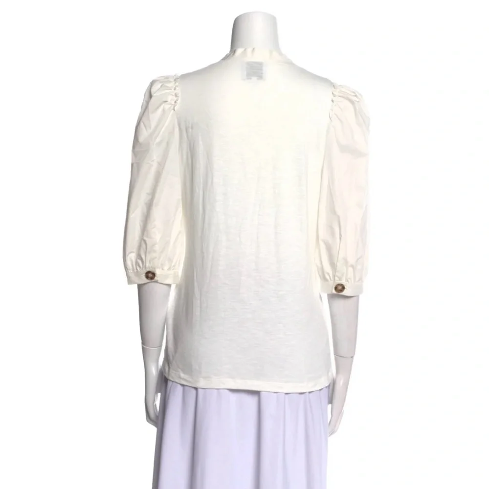 Chic Ivory Button-Front Blouse - Picture 3 of 5